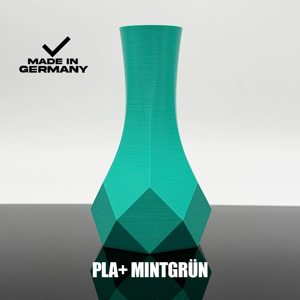 3D Gedruckte Vase aus PLA+ Mintgrün von Filament Unger - Made in Germany 