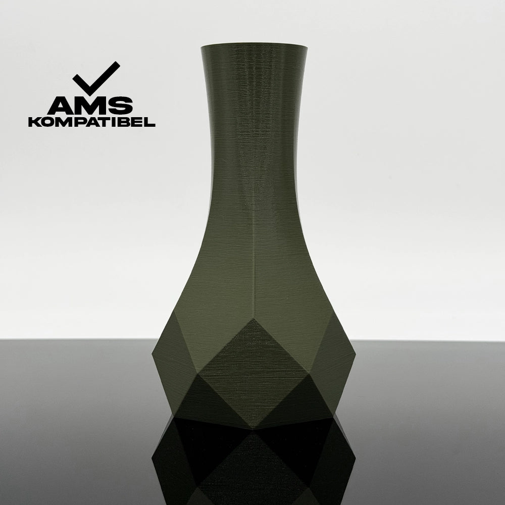 3D Gedruckte Vase aus PLA+ Oliv von Filament Unger