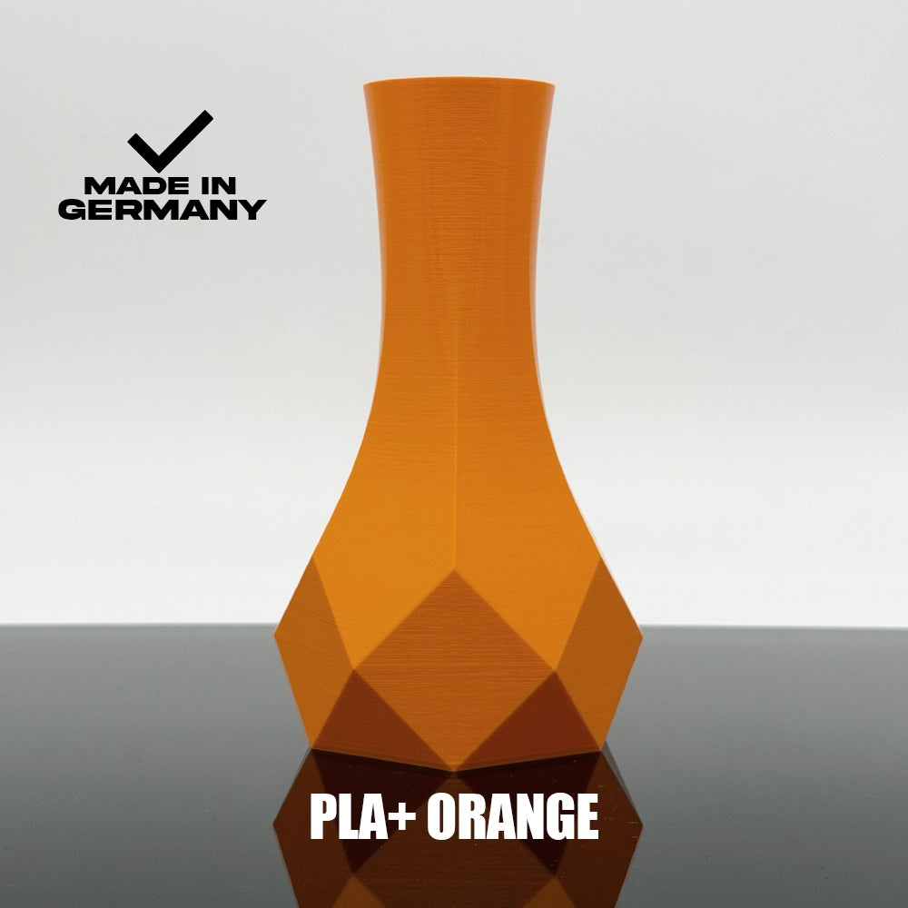 3D Gedruckte Vase aus PLA+ Orange von Filament Unger - Made in Germany