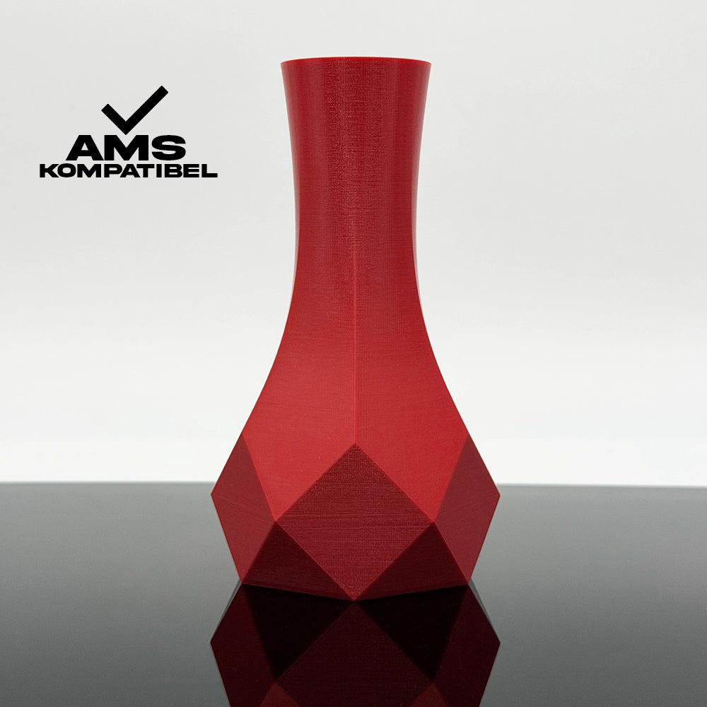3D Gedruckte Vase aus PLA+ Orientrot von Filament Unger