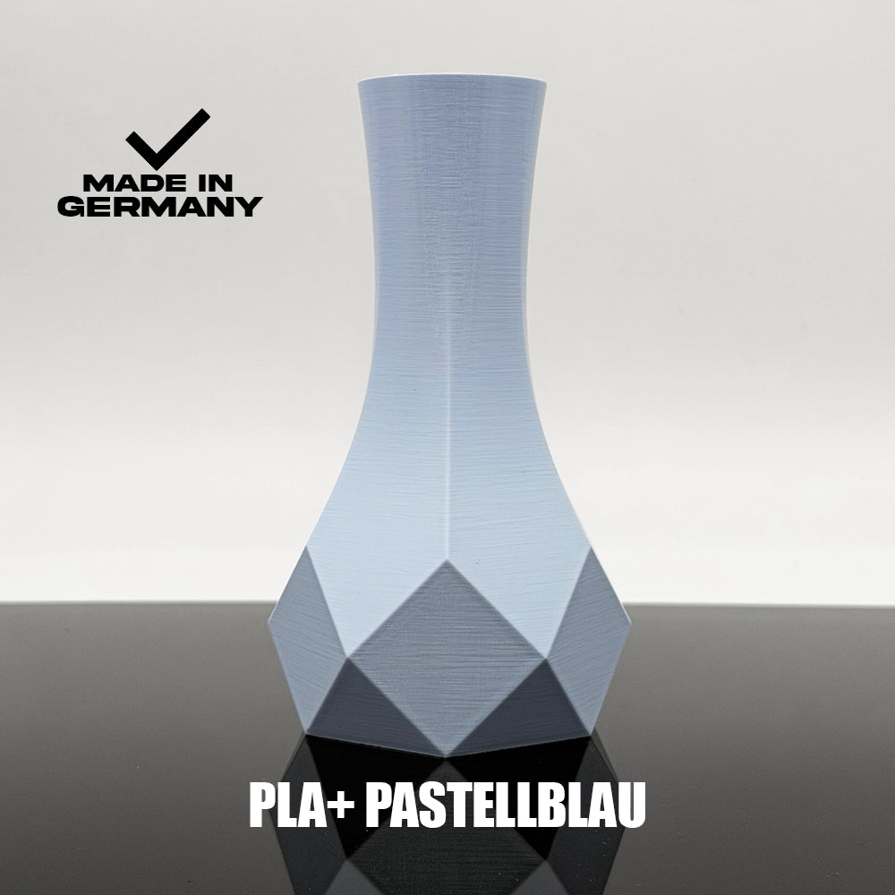 3D Gedruckte Vase aus PLA+ Pastellblau von Filament Unger - Made in Germany