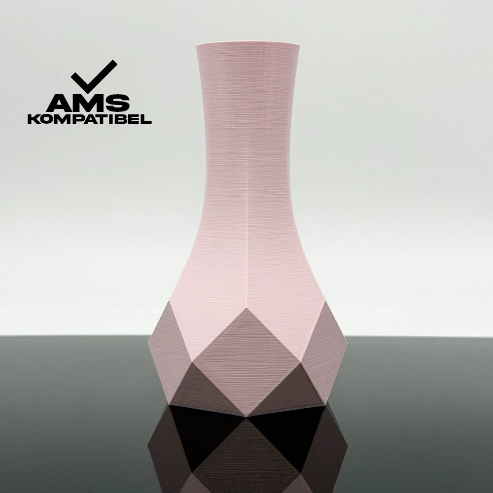 3D Gedruckte Vase aus PLA+ Pastellpink von Filament Unger