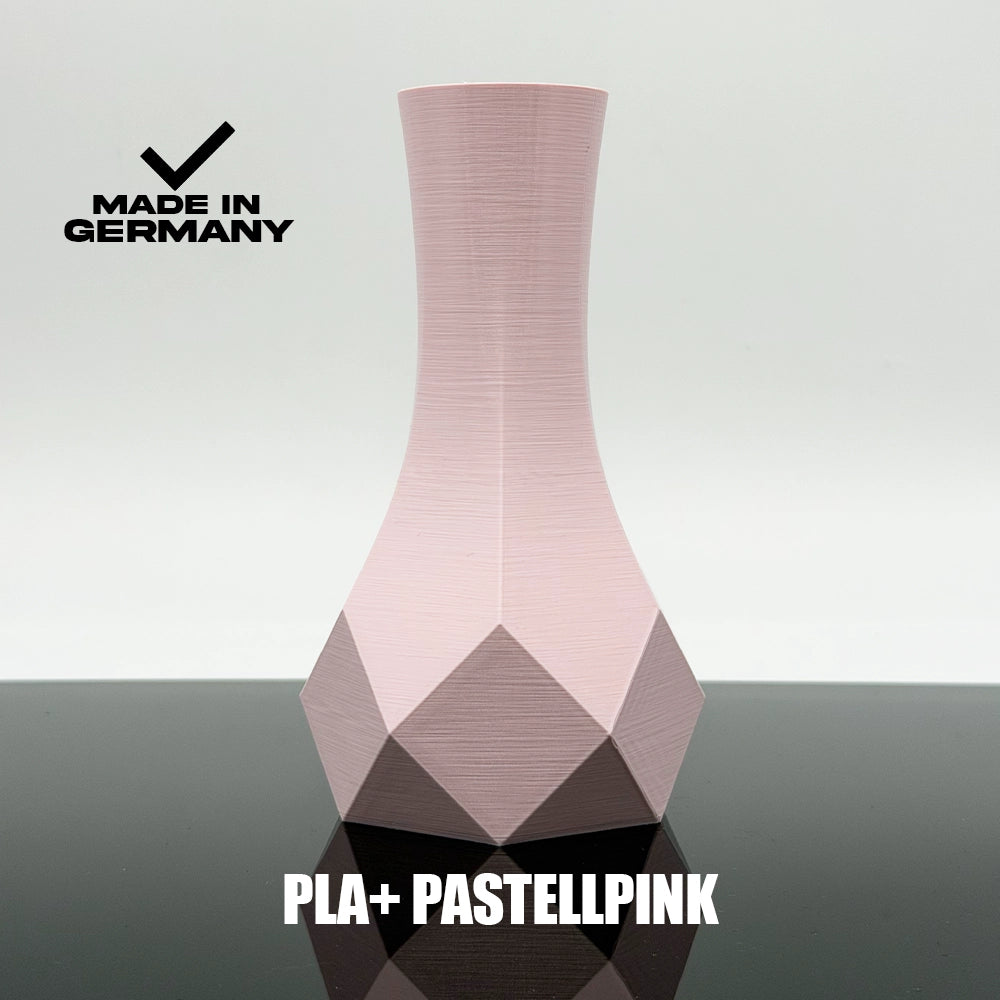 3D Gedruckte Vase aus PLA+ Pastellpink von Filament Unger - Made in Germany