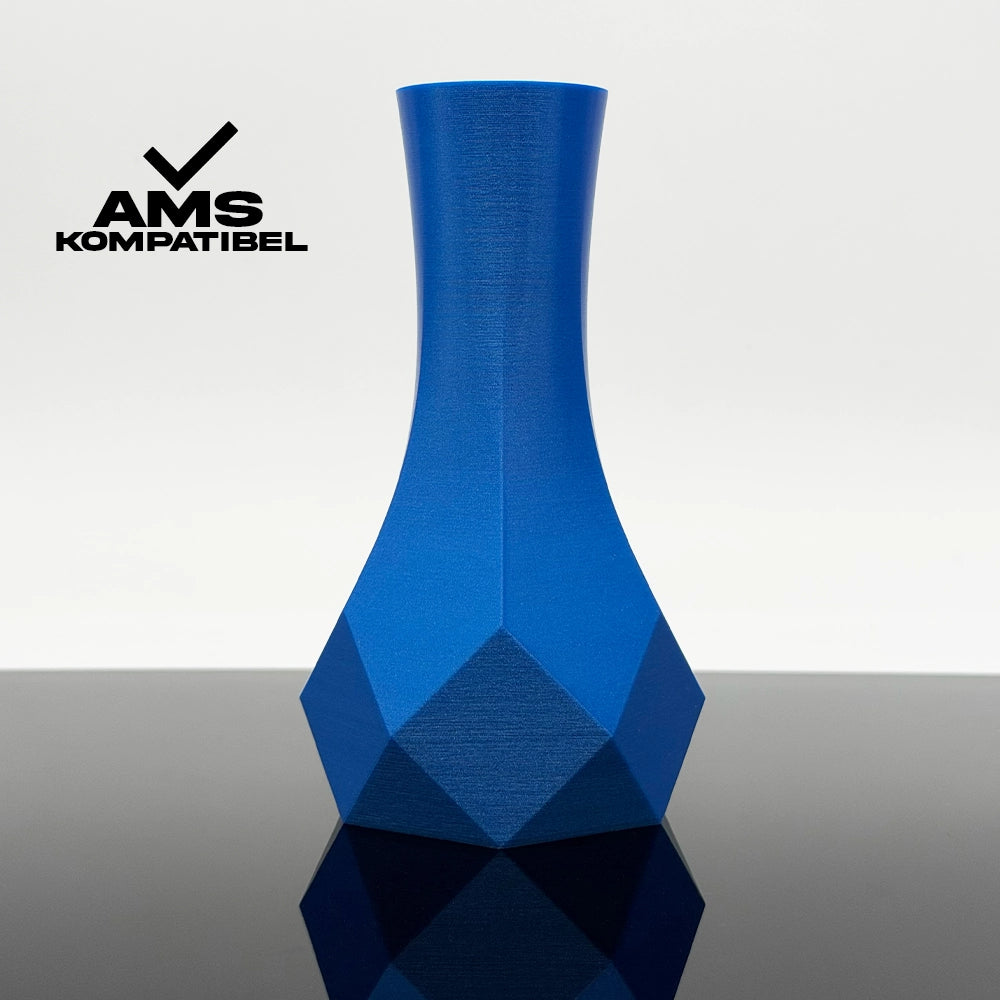 3D Gedruckte Vase aus PLA+ Perlblau von Filament Unger