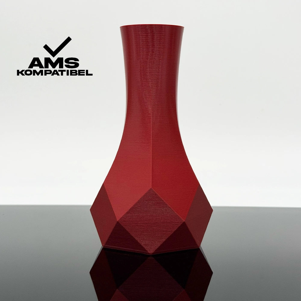 3D Gedruckte Vase aus PLA+ Perlrot von Filament Unger