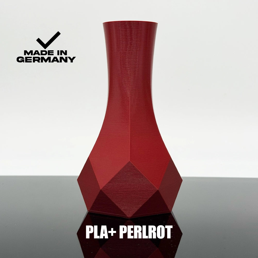 3D Gedruckte Vase aus PLA+ Perlrot von Filament Unger - Made in Germany