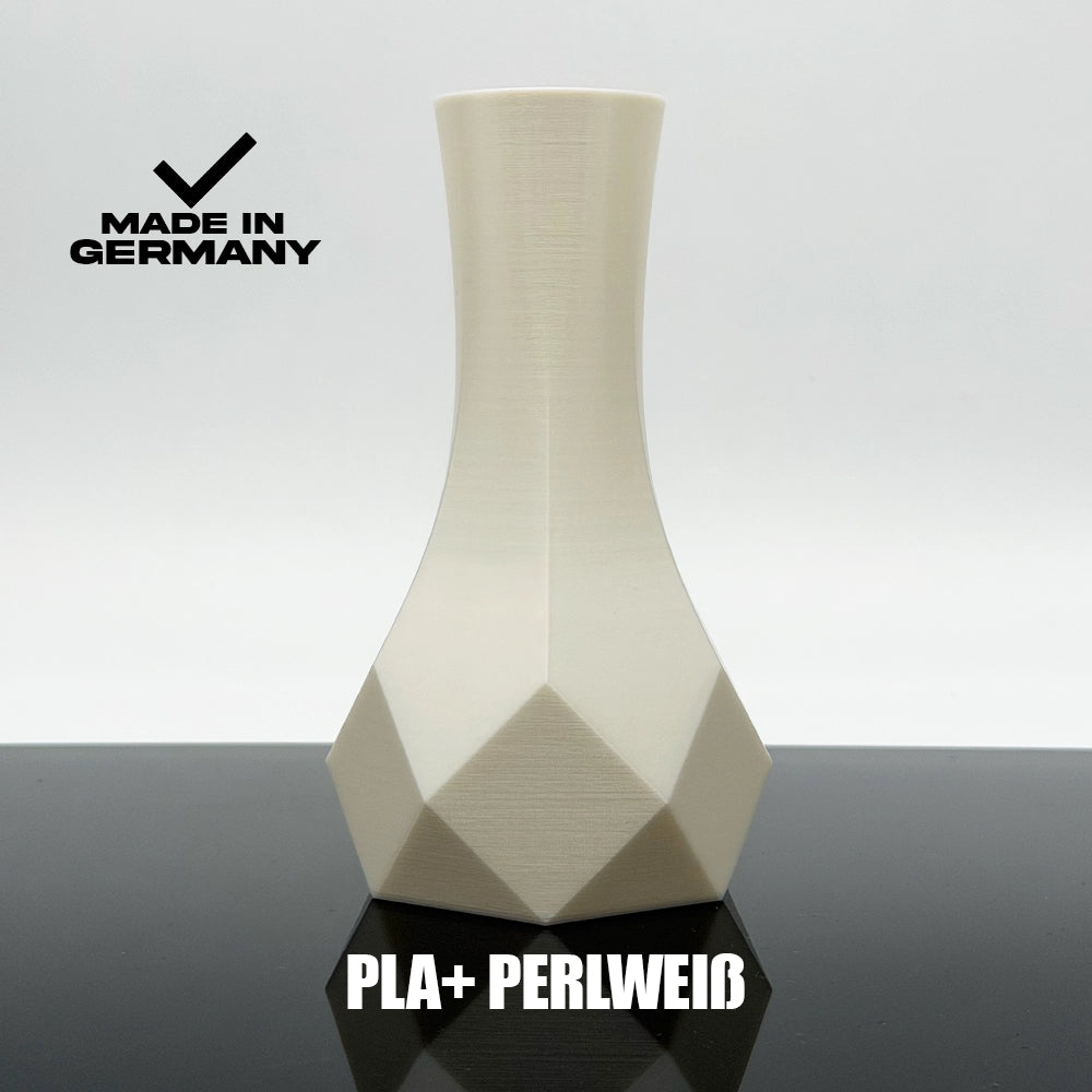 3D Gedruckte Vase aus PLA+ Perlweiß von Filament Unger - Made in Germany