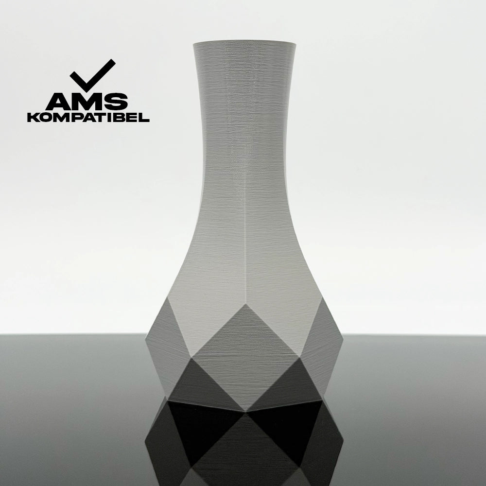 3D Gedruckte Vase aus PLA+ Signalgrau von Filament Unger