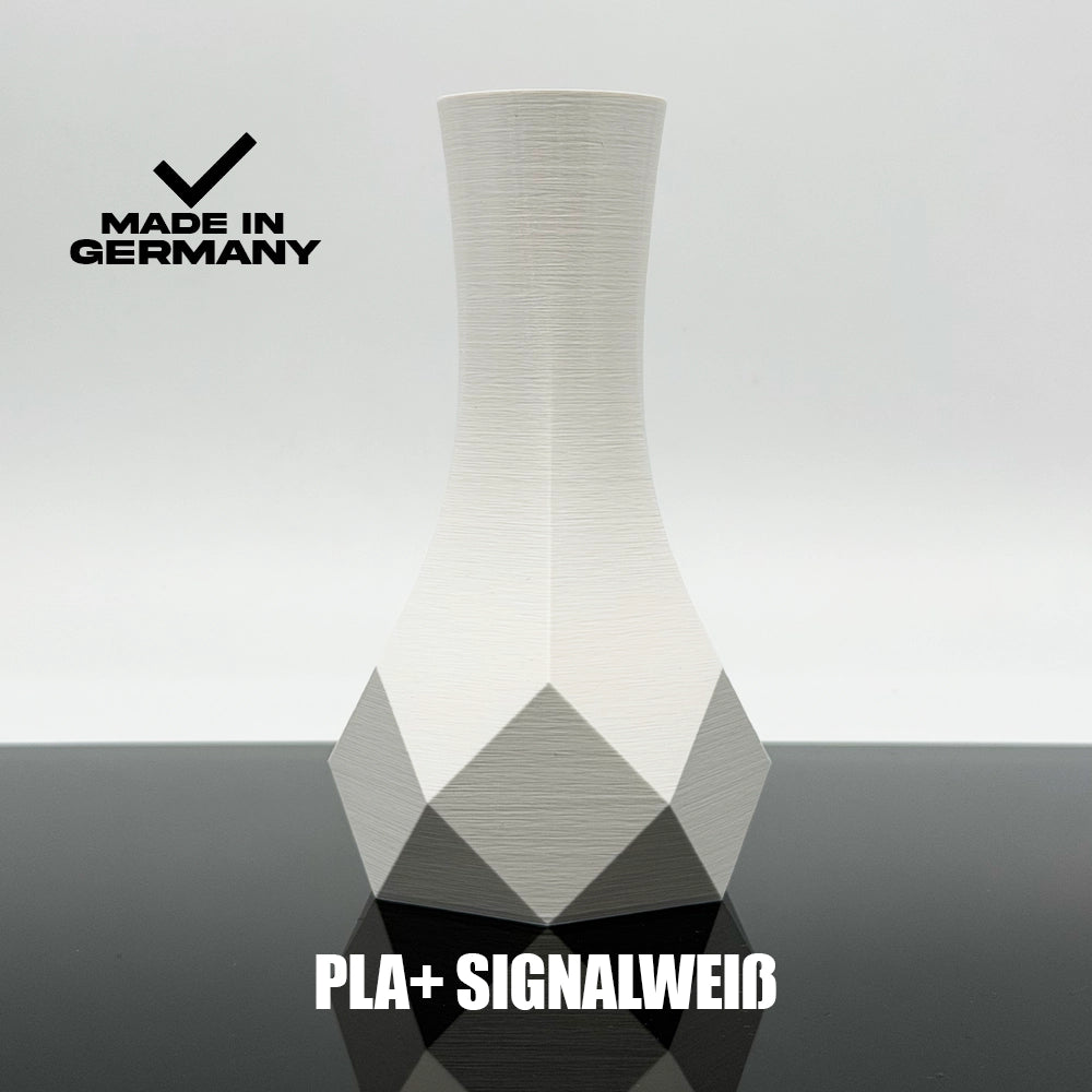 3D Gedruckte Vase aus PLA+ Signalweiß von Filament Unger - Made in Germany