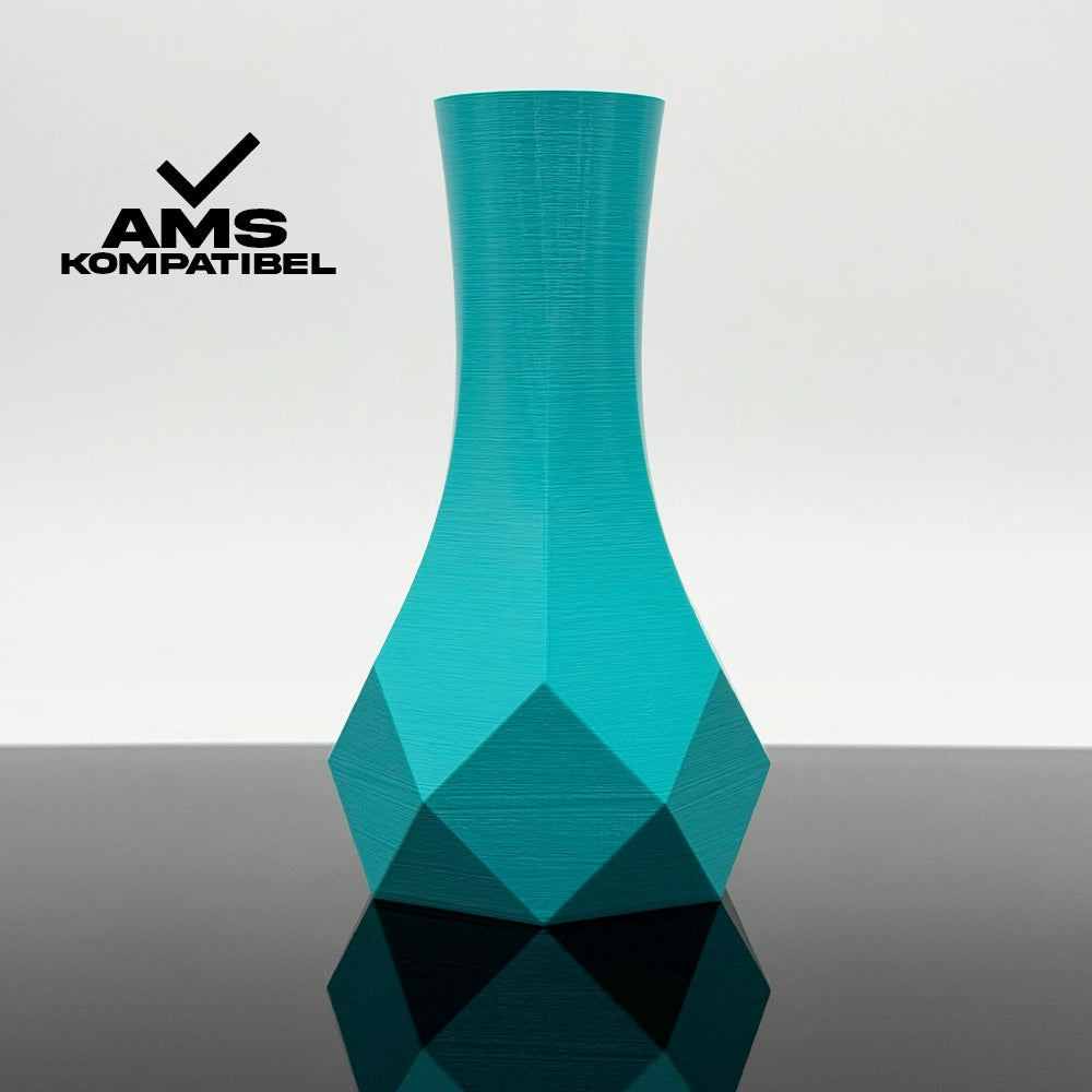 3D Gedruckte Vase aus PLA+ Türkis von Filament Unger