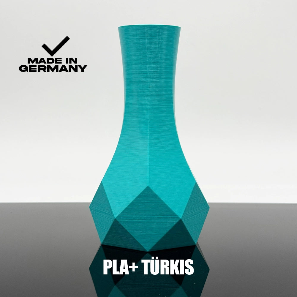 3D Gedruckte Vase aus PLA+ Türkis von Filament Unger - Made in Germany