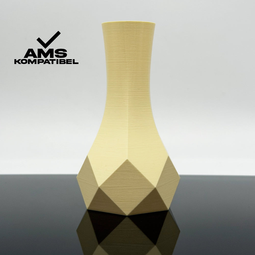 3D Gedruckte Vase aus PLA+ Vanille von Filament Unger