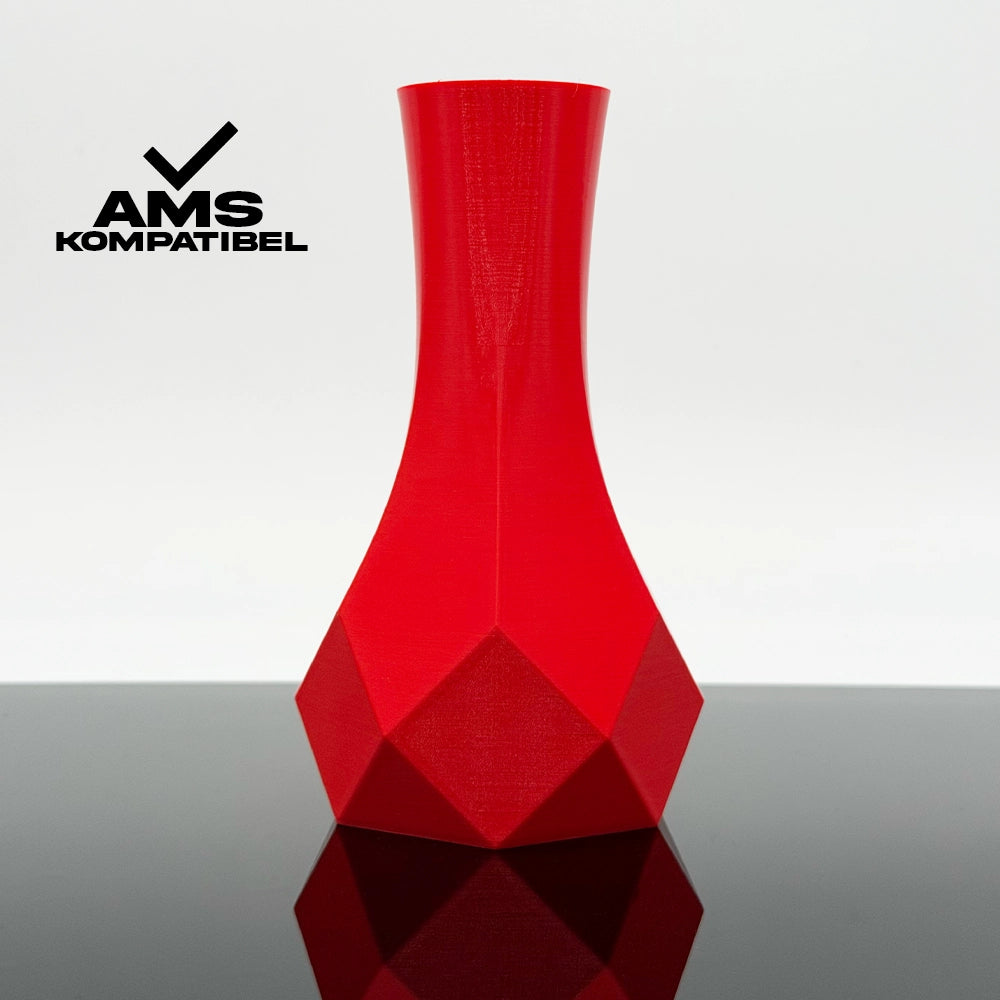 3D Gedruckte Vase aus PLA+ Verkehrsrot von Filament Unger