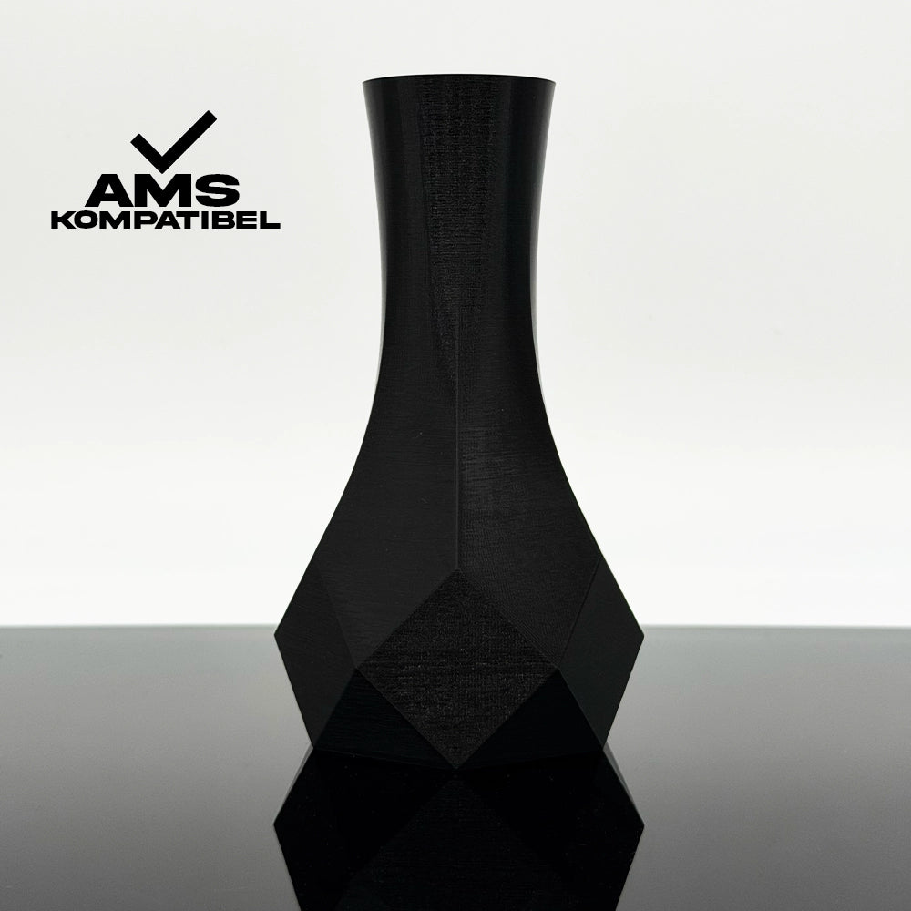 3D Gedruckte Vase aus PLA+ Verkehrsschwarz von Filament Unger