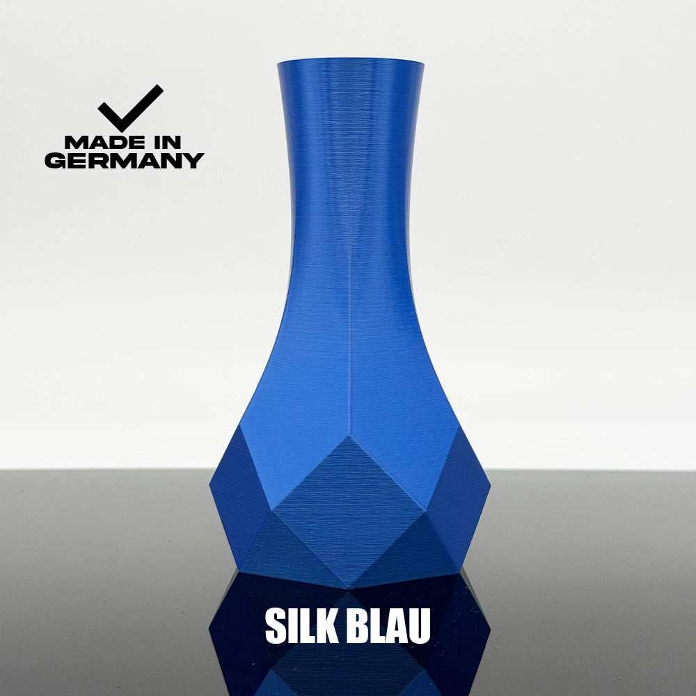 3D Gedruckte Vase aus Silk Blau von Filament Unger - Made in Germany