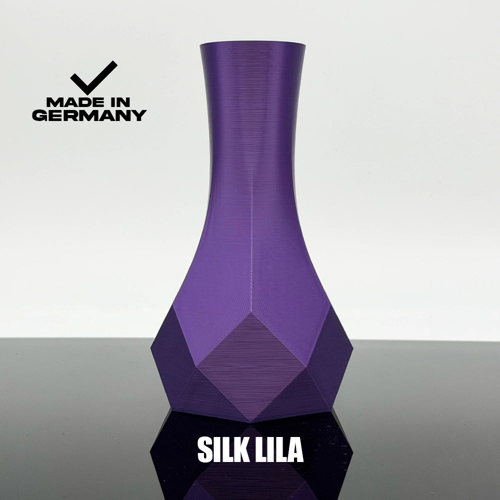 3D Gedruckte Vase aus Silk Lila von Filament Unger - Made in Germany