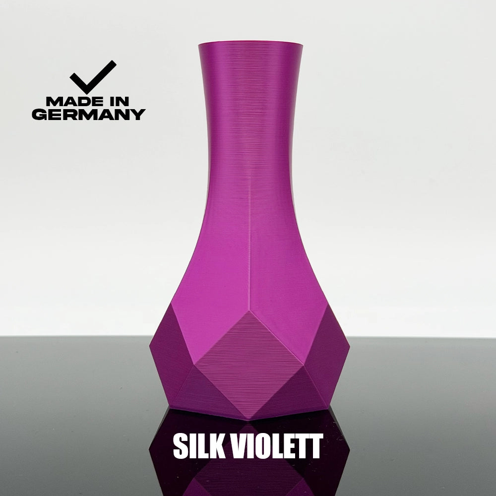 3D Gedruckte Vase aus Silk Violett von Filament Unger - Made in Germany