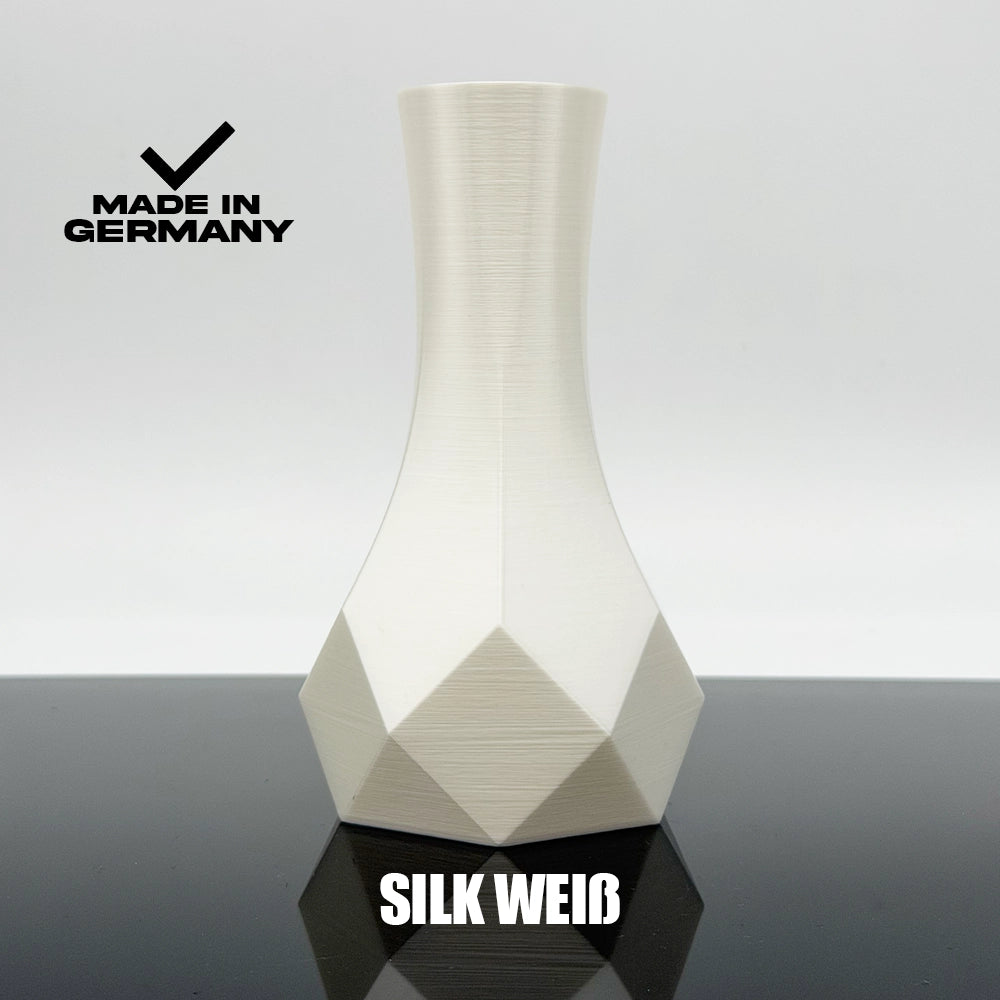 3D Gedruckte Vase aus Silk Weiß von Filament Unger - Made in Germany